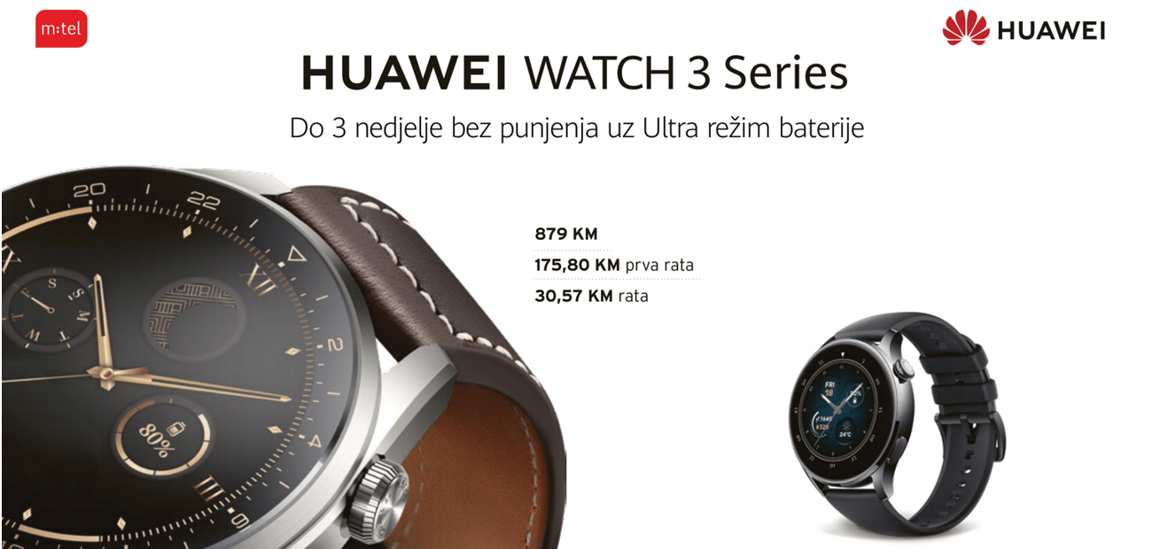 Neodoljivi Huawei Watch 3 pametni satovi u m:tel ponudi